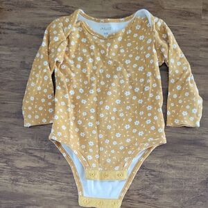 Charming Floral Kids Bodysuit in Mustard